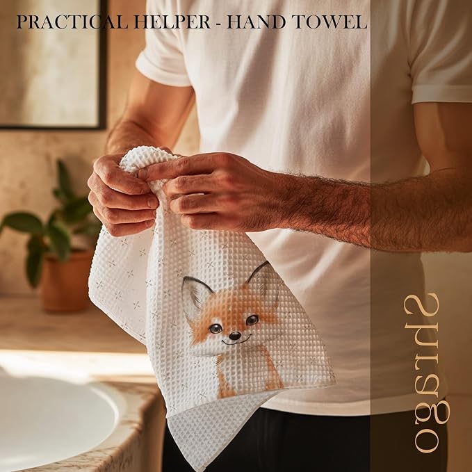 Cute Fox Bathroom Hand Towels, Kids Bathroom Decor, Fox Gifts for Girl, Forest Animal Nursery Decorative Hand Towels for Kids Bath Room Washroom Toilet, 16x24 Inch