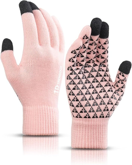 TRENDOUX Winter Gloves for Men Women - Upgraded Touch Screen Cold Weather Thermal Warm Knit Glove for Running Driving Hiking