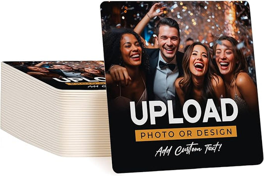 20 Pack Personalized Drink Coasters, Custom Cardboard Coasters with Photo and Text, Design Your Own Coaster for Events, Parties, Bars, and Unique Gifts, 3.95" Round, Design 7