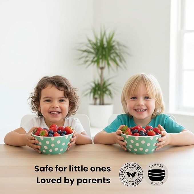 Bamboo Bowl Set of 4 – 6 Inch 20 oz Durable Deep Cereal and Snack Dishware for Kids and Toddlers – BPA Free, Dishwasher Safe, Lightweight Alternative to Plastic or Ceramic (Sage)