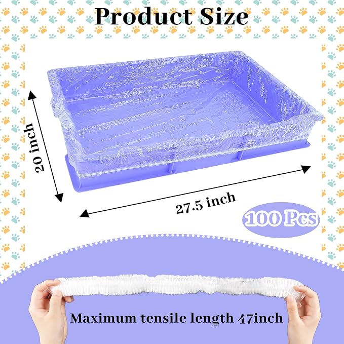 BNOSDM 100 PCS Disposable Rabbit Cage Liner 28"x20" Plastic Guinea Pig Cage Bedding Hamster Litter Pan Bags Universal Toilet Film for Bunny Chinchilla Ferret Hedgehog Small Animals (47")