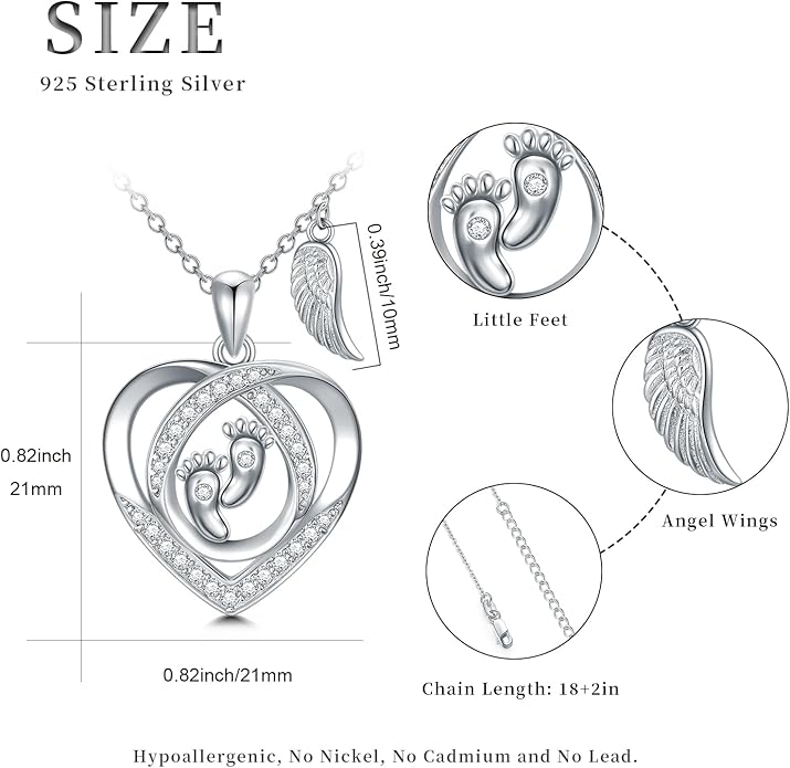 Angel Heart Miscarriage necklace loss of pregnancy for Mother 925 Sterling Silver necklace