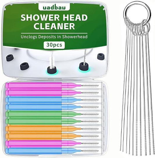 Shower Head Cleaner Tool Set, Multi-Size Shower Head Cleaning Brush for Small Hole Anti-Clogging Nozzle with Storage Boxes, Picks Fitting Nozzle Unclogger for Household Bathroom (30 Pcs)