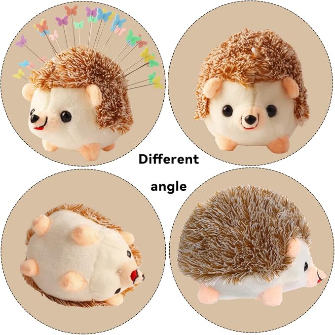 CICILIAYA Hedgehog Shape Pin Cushion, Cute Pincushions Sewing Kit Lovely Needle Cushions Pins Holder Sewing Accessories Supplies with 100Pcs Colored Butterfly Pins for Quilting DIY Crafts Patchwork