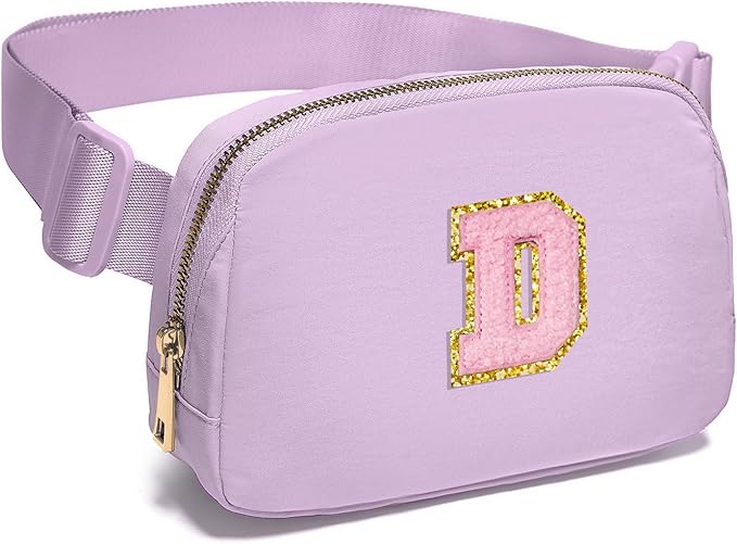 Gitus Initial Belt Bag Fanny Pack Crossbody Bag for Girls Birthday Gifts Age 8-10 Teen Girl Gifts Trend Stuff Personalized Letter Gifts for Daughter Sister (Lavender-D)