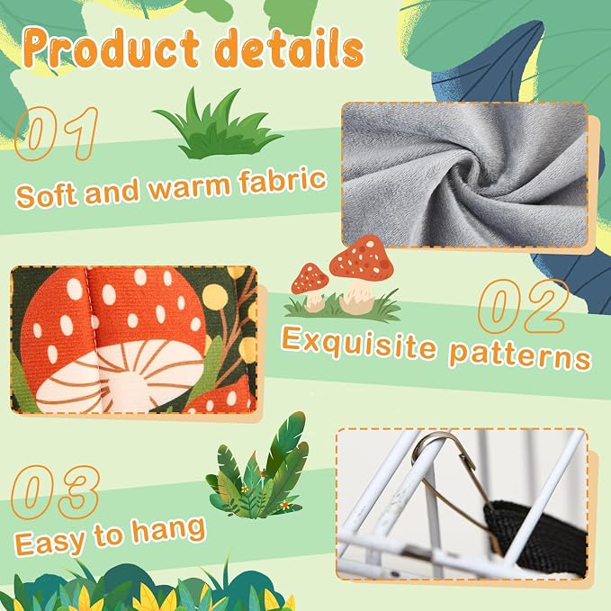 6 Pack Small Animal Hammock Set, Ferret, Guinea Pig, Rat Hanging Bed & Hideout Tunnel, Cozy Washable Cage Accessories for Hamster, Chinchilla, Sugar Glider