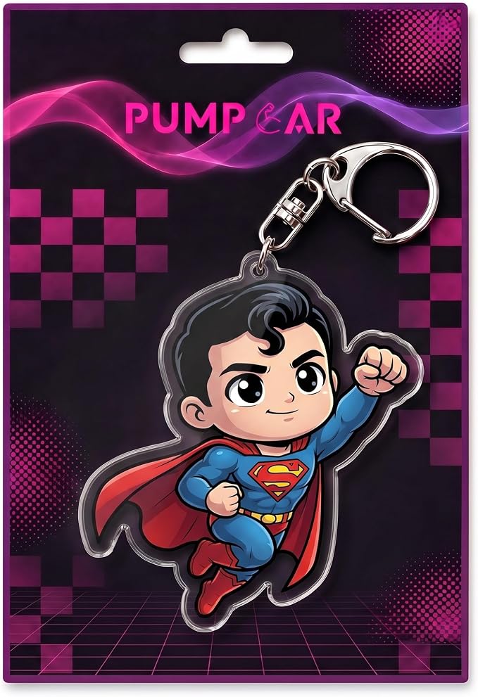 PumpCar Acrylic Keychain Double-Sided Charm Key Ring with Metal Clip Backpack Charm Bag and Car Key Accessory Collectible