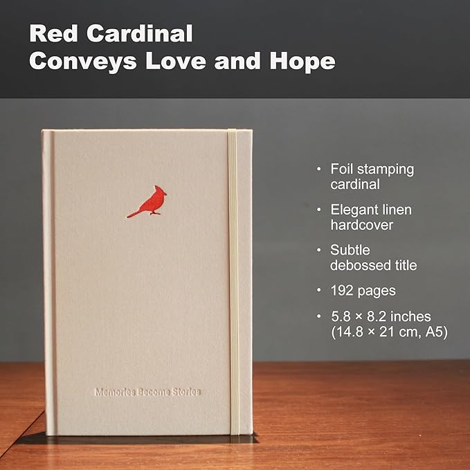Guided Grief Journal for Navigating Loss. Memorial, Sympathy Gifts for Loss of Loved One. Bereavement, Cardinal, Remembrance, Sorry For Your Loss Gifts. Grief Journal with 4 Sections of Prompts.