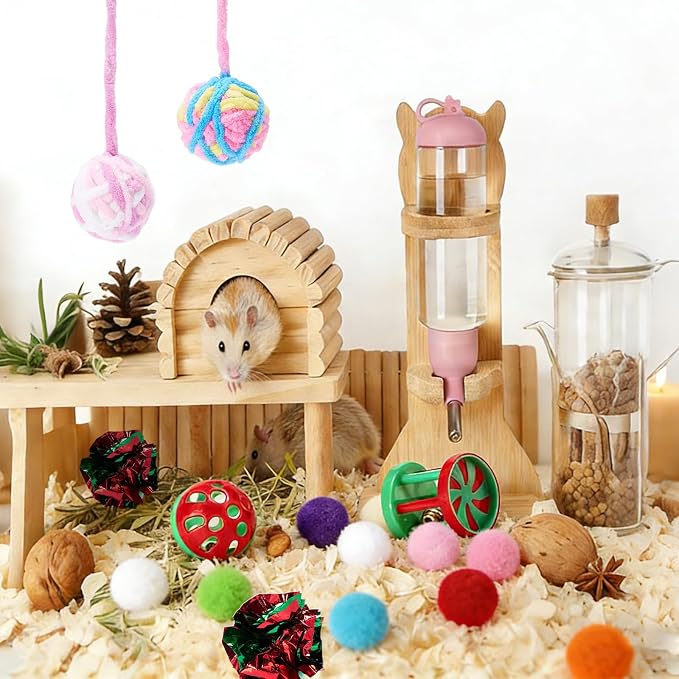 Dig-Box Tray for Hedgehog, Multi-Type Hedgehog Enrichment Set with Furry Ball and Jingle Bell, Hedgehogs Accessories, Ball Toys for Hamster, Kitten Cat, Ferrets and Small Animal