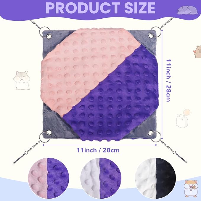YedsIntu 3 Pcs Guinea Pig Hammock, Rat Ferret Hamster Hanging Hammock Guinea Pig Accessories for Small Animals Chinchilla Parrot Sugar Glider Ferret Squirrel (11"×11")