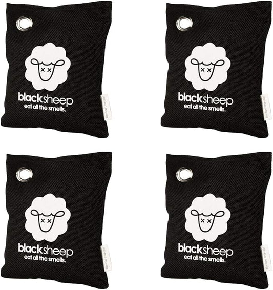 Black Sheep - Bamboo Charcoal Natural Air Purifying Bag - Eliminates Odors in Homes, Cars, Bags, Shoes, Closets & More - 200g (4)