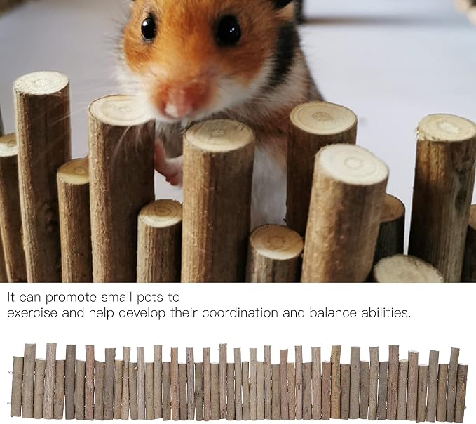 Flexible Hamster Wooden Bridge, 11.8In Fence for Cage Accessories | Rat Wood Sticks Ladder For Platforms Decor Stuff Hides