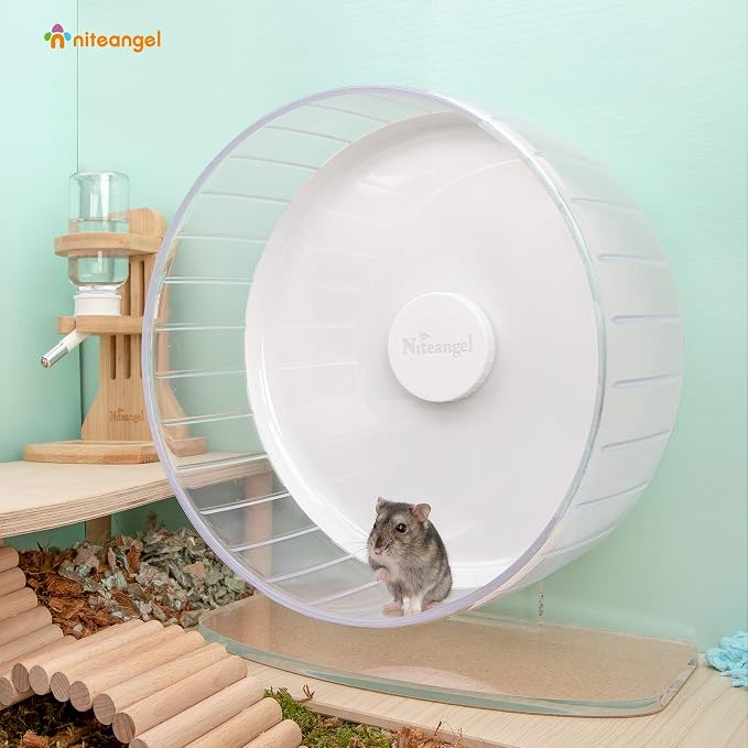 Niteangel Super-Silent Hamster Exercise Wheels: Quiet 11 inch Running Wheel | Can 11.6-15.4" Adjustable Height - No Bend Back Spinner Running for Dwarf Syrian Hamster Gerbils Mice Or Other Small Animal