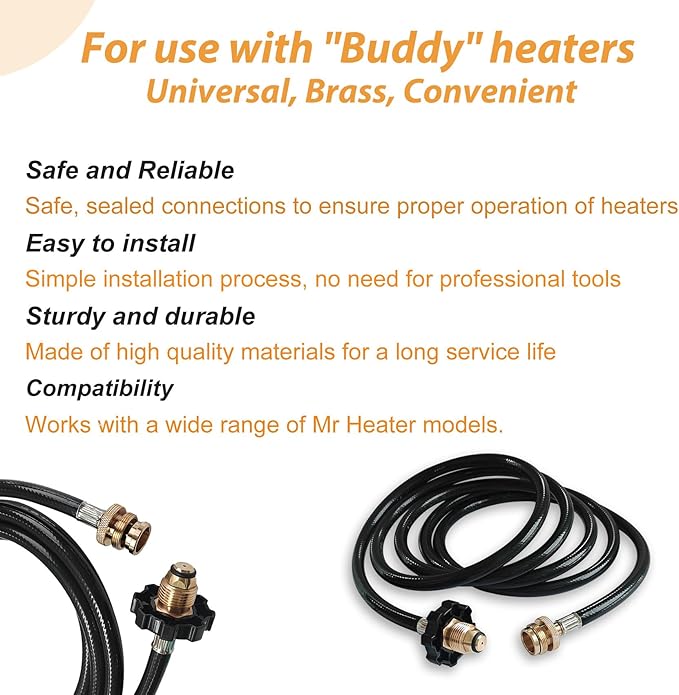 F273704 10FT Propane Adapter Hose for Mr Heater Buddy Series,for Big Buddy/Little Buddy/Portable Buddy Accessories to Propane Tank,Propane Heater Adapter Hose,for Buddy Flex Heater Hose to Propane Keg