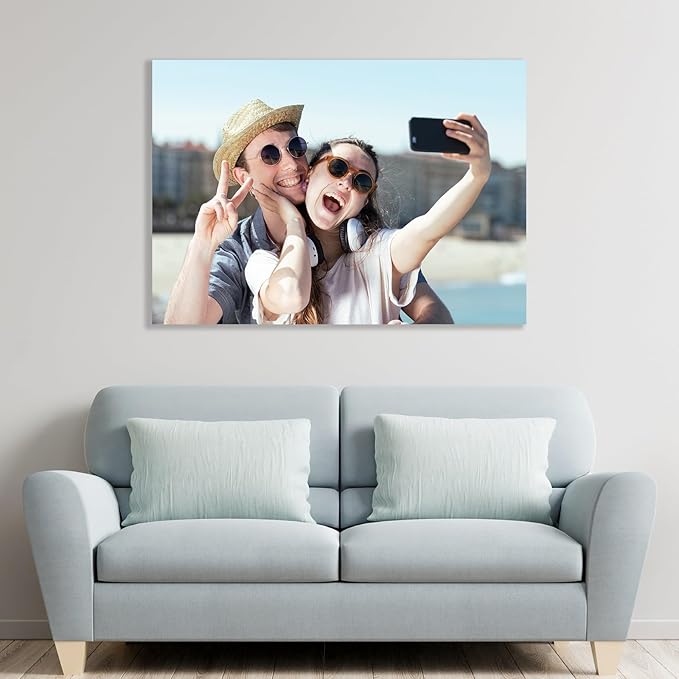 Custom Metal Photo Prints Customized photo gifts with Natural Bamboo Base,Personalized Picture Gifts for Family and Lovers by 12-Color HD Printing Technology -Gift Wrapping Available-Same day Pick up