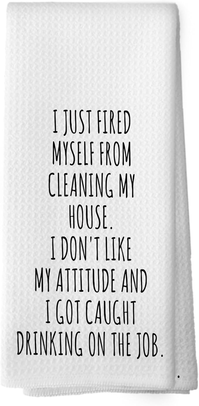 Funny Humorous Kitchen Towels, Adult Humor, Sarcastic Gifts for Women Hand Towels for Bathroom, Funny Kitchen Towel Saying Decorative Tea Towels 16x24 Inch