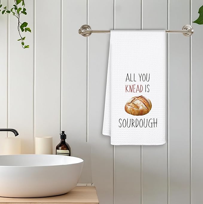 Funny Sourdough Kitchen Towels, Tea Towels for Baking, All You Knead is Sourdough Decorative Dish Hand Towels for Kitchen, Baking Gifts for Women Baking Lovers, 16x24 Inch