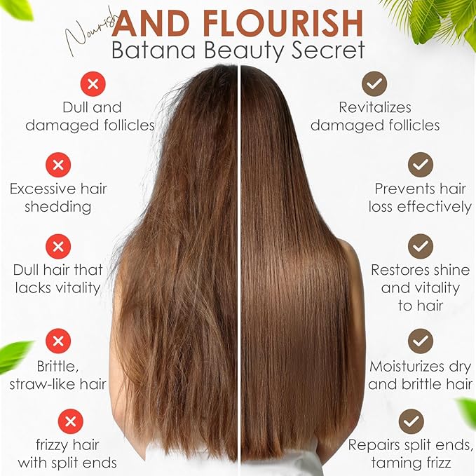 Au Natural Organics 100% Pure Batana Oil with Ressurection Flowers for Hair Growth, Hydration, Restoration, Protection and Volume | Cold Pressed | Sourced from Honduras 2oz