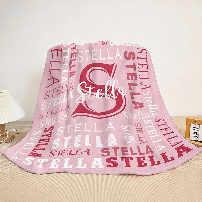 Ships Next Day- Custom Blanket With Name, Personalized Kids Throw Blankets, Teen Girl Gifts Trendy Stuff, Christmas Birthday Gifts for Boys Girls