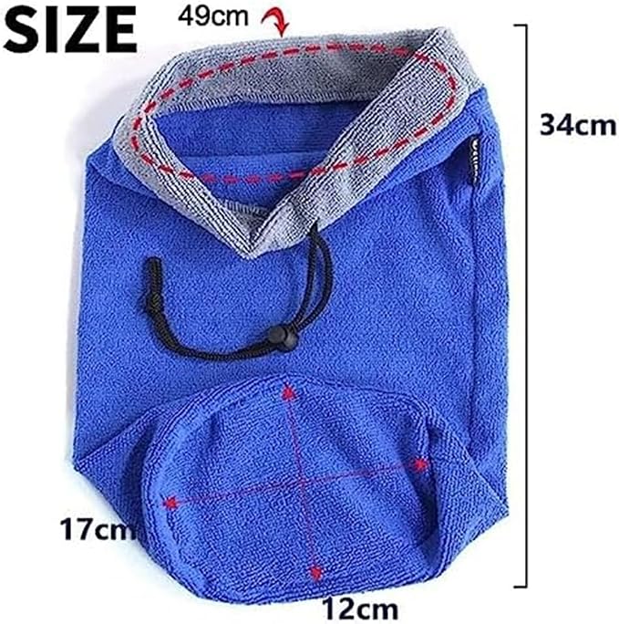 2PC Ferret Bath Towel Bag, Fast Drying Absorbent Bathrobe with Adjustable Drawstring for Ferrets, Chinchilla, Guinea Pigs (Blue+Grey)