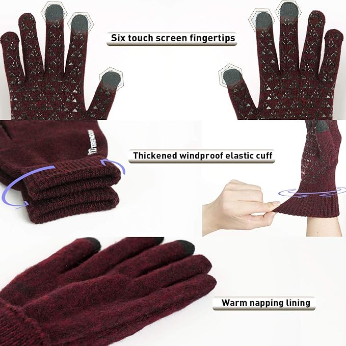 TRENDOUX Winter Gloves for Men Women - Upgraded Touch Screen Cold Weather Thermal Warm Knit Glove for Running Driving Hiking