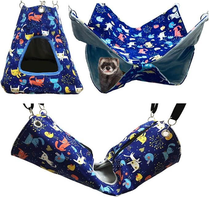 Ferret Rat Critter Nation Cage Accessories,Ferret Rat Hammock Set Hanging Bed Tent Tunnel for Any Small Animal Bedding