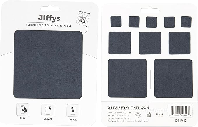 Restickable Cleaning Pads – Reusable, Washable, Multi-Surface Cleaner for Home & Kitchen, Onyx