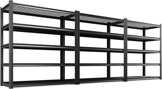 Set of 3 Garage Shelving-3000 lbs 5 Tier Storage Shelves,Adjustable Heavy Duty Metal Shelving Unit and Storage Large Wire Rack,Utility Steel Shelf for Warehouse Industrial Pantry Basement 71"x46"x18"
