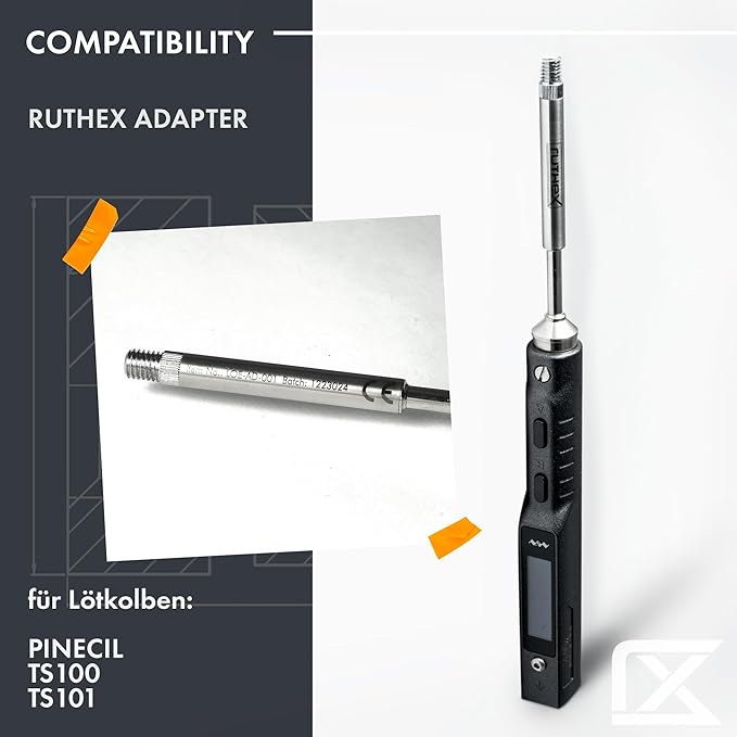ruthex 1 x Soldering Tip Adapter for TS100 / TS101 / Pinecil Series for ruthex Soldering Tips LOE-SET-012 for Inserting Threaded Inserts in 3D Printing