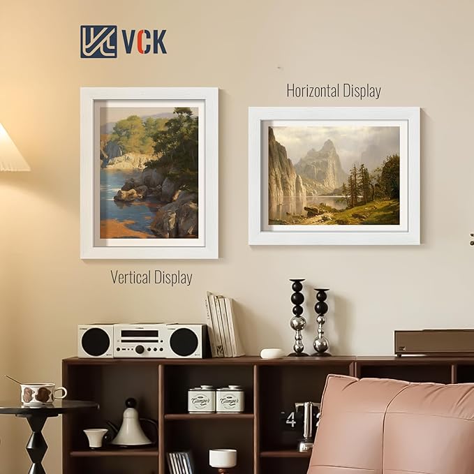 VCK 11x14 Picture Frames white Set of 6, Wide Border Wood Multi Certificate 11 x 14 Frame, Family Photos, Office Prints, Studio/Gallery Artwork, Woodgrain Series, Wall Hanging