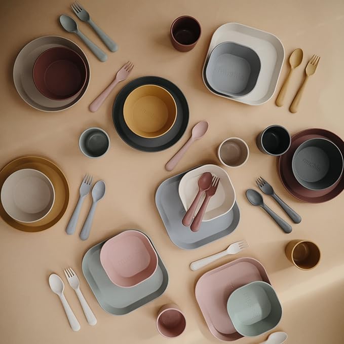 mushie Flatware Fork and Spoon Set For Kids | Made in Denmark (Blush)