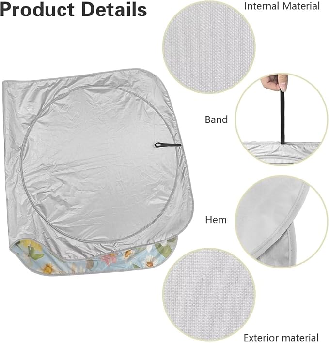Sunflower Daisy Car Sun Shade Blocks UV Rays Lightweight Front Windshield Sun Visor Protector Fashion Car Accessories for Most Car SUV Trucks