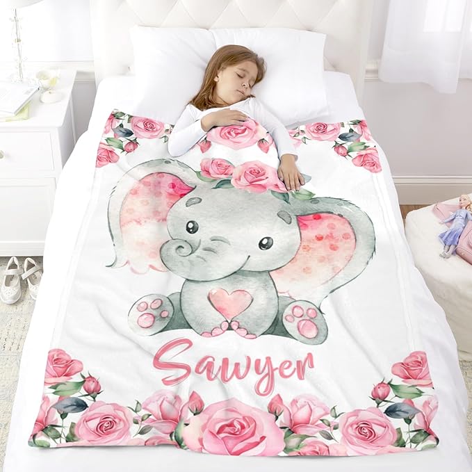 Custom Initial Name Blanket - Personalized Throw Blanket Gift forfor Babies Kids Adults