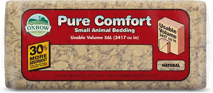 Oxbow Small Animal Bedding, Hamster, Guinea Pig, Rabbit, Natural, USA, 56 L | Pure Comfort, Hamster Bedding, Guinea Pig Bedding, Low Dust, Virgin Paper, Litter Box, Bunny, Rats, Gerbils, Chinchillas