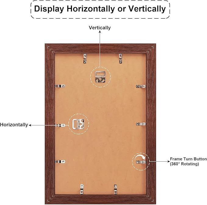 11x17 Picture Frame Display 2 opening 8X10 Double Picture Frame Collage,Multi Photo Frame with Mat,Plexiglass,Wall Mount Decor,Walnut Wood Grain