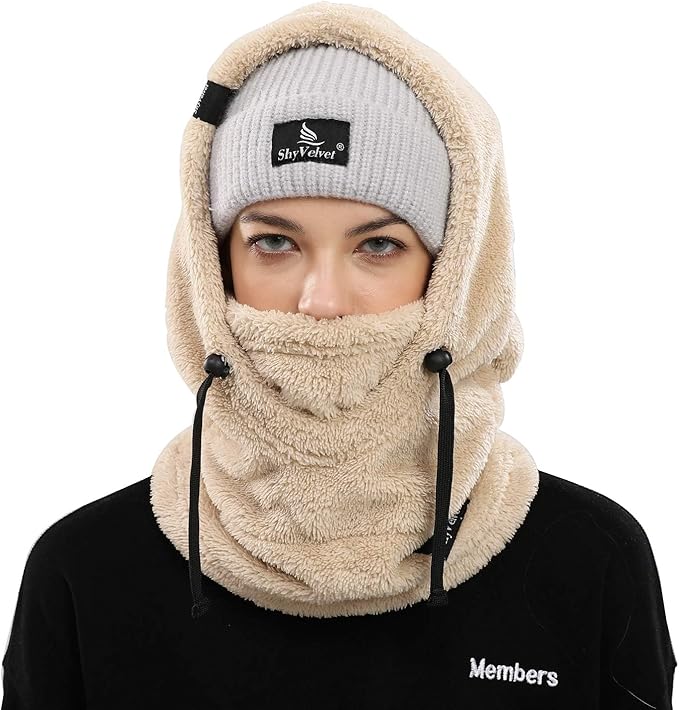 Shy Velvet Balaclava Wind-Resistant Winter Face Mask,Fleece Ski Mask for Men and Women,Warm Face Cover Hat Cap Scarf