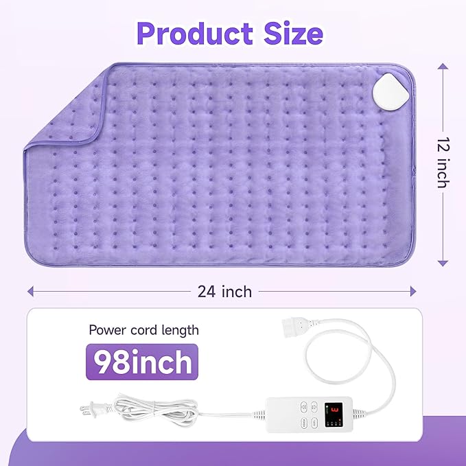 Heating Pad for Back, Large Heating Pads for Body Muscle Pain Cramps Relief, 6 Heat Settings Machine Washable Electric Heating Pad, Birthday Christmas Gifts for Women Mom