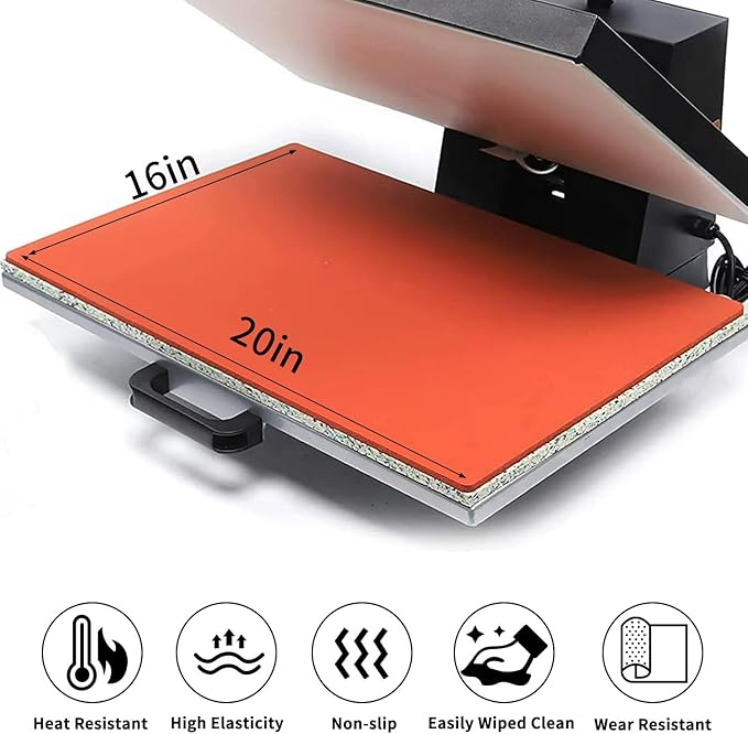 Heat Press Mat - 16x20 Inch Heat Resistant Insulation Silicone Pad for Heat Press Vinyl HTV Transfer Ironing