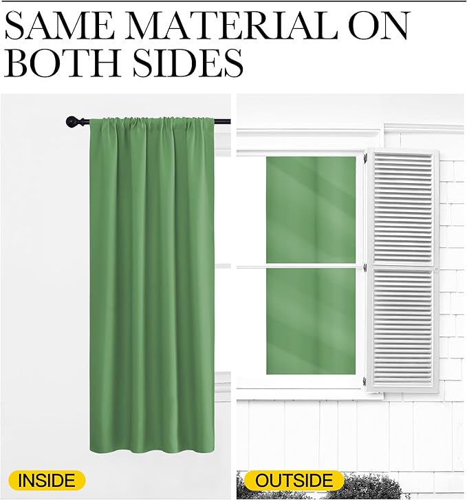 NICETOWN Blackout Curtains for Living Curtains, Froest Green, 2 Panels, 42 by 72, Room Darkening Window Curtain Panels, Easy-Care Solid Thermal Insulated Draperies/Drapes for Daughter Room