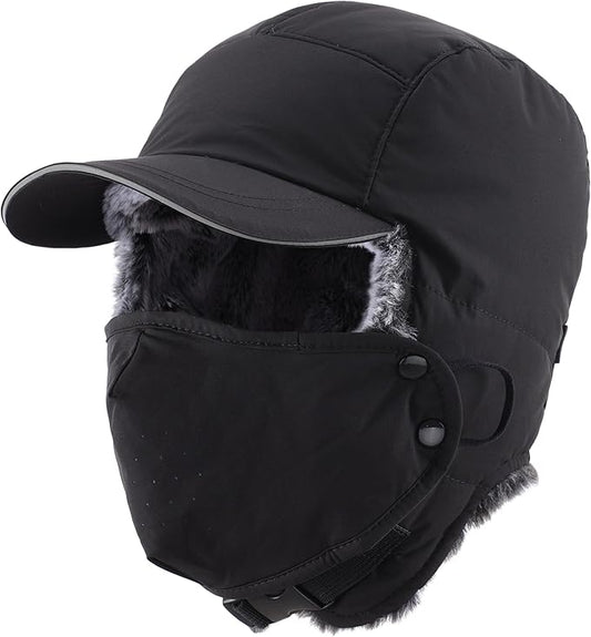 Connectyle Trapper Hat for Men Women Faux Fur Winter Hat with Ear Flaps Water-Resistant Hunting Hats Ushanka Skiing Cap
