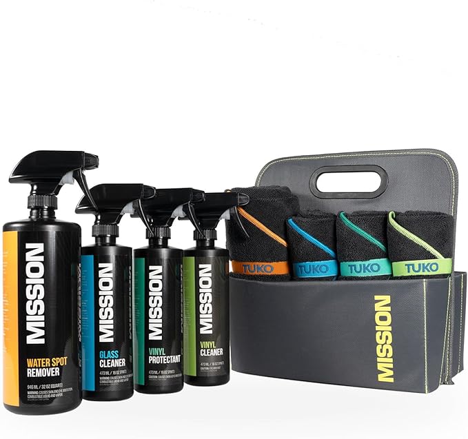 MISSION Boat Gear Cleaning Kit Premium Boat Detailing Kit with Boat Cleaner, Boat Vinyl Cleaner, Boat Seat Cleaner and Microfiber Towels, Complete Boat Cleaning Supplies for Interior and Exterior