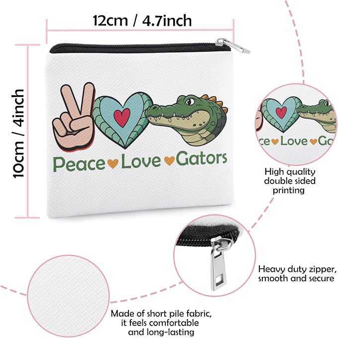 Gators Lover Gift Gator Coin Purse for Women Alligator Gifts Daughter Sister Friends Mom Crocodile Lover Gifts Coin Pouch Animal Lovers Gift Gators Lovers Zipper Change Pouch