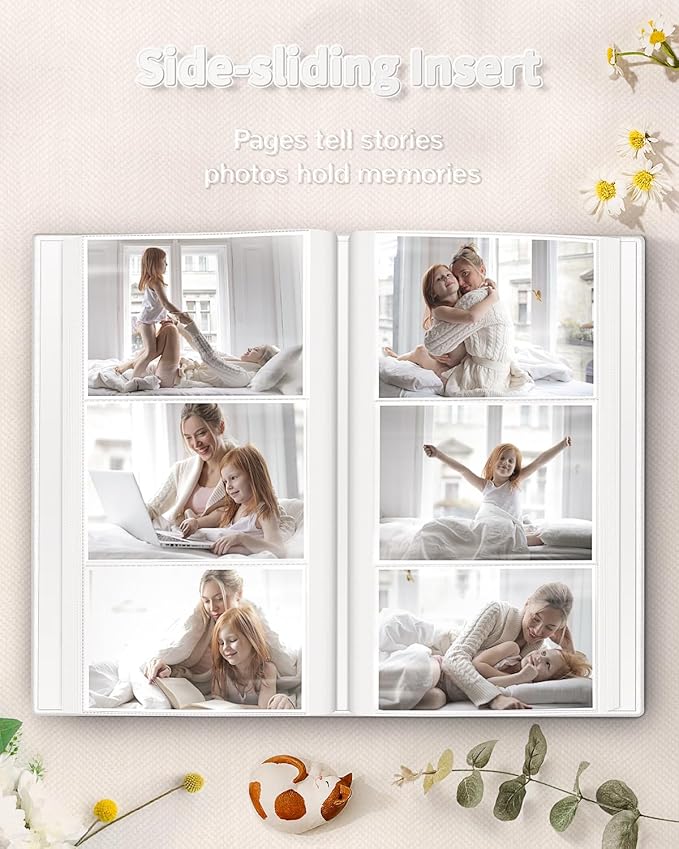 Photo Album 4x6 with 300 Pockets,Slip-in Picture Albums,Linen Cover Memory Book with Front Window,White Page Vertical Photo Book for Wedding,Family,Anniversare,Baby,Vacation
