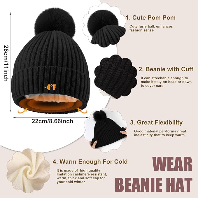 Geyoga 6 Pcs Winter Hat Scarf Gloves Set Knitted Touchscreen Gloves Plaid Scarf Earmuffs Socks Gift for Women Men