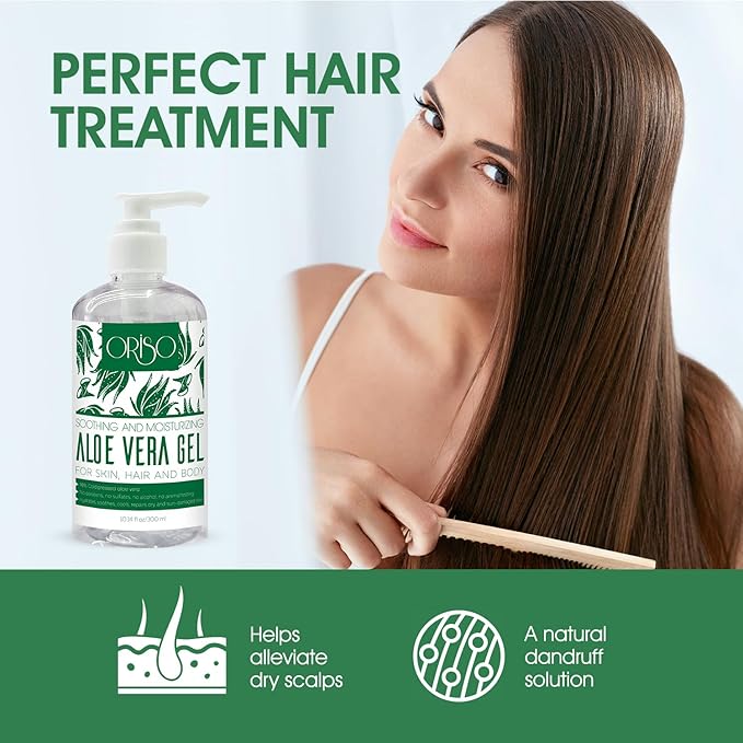 Aloe Vera Gel With Cold Pressed Aloe Vera - Pure Sunburn Relief, Bug Bites, Small Cuts - Soothing Moisturizer Lotion For Face, Hair and Body - 10 Fl Oz