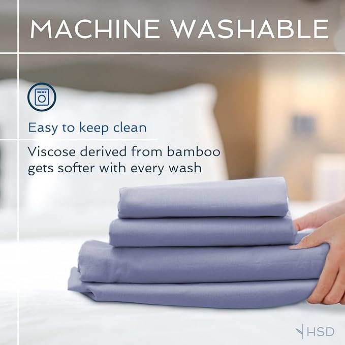 Hotel Sheets Direct 3 Piece Bed Sheet Set Twin Size, 100% Viscose Derived from Bamboo Sheets Set with 1 Pillowcase, Cooling & Breathable Luxury Bedding, Moisture-Wicking & Silky Soft, Dark Gray