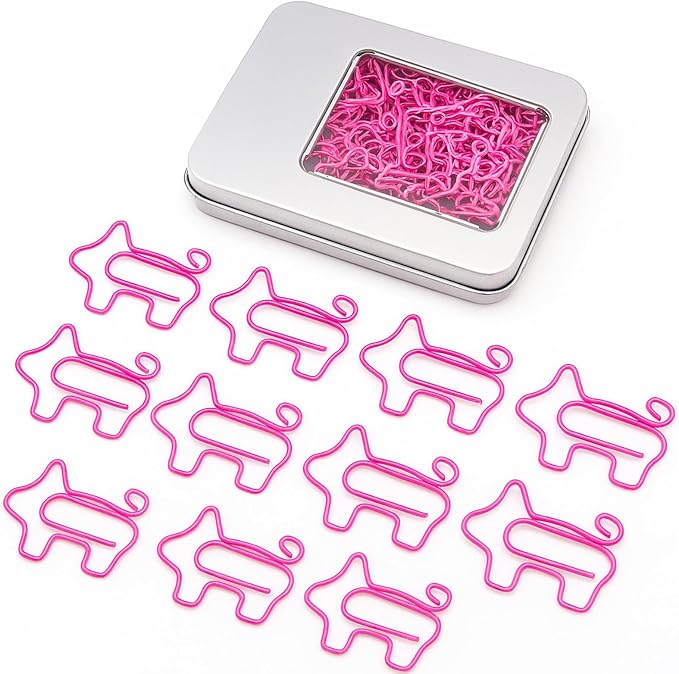 Cute Pink Pig Paper Clips Bookmarks 60 Pcs, Pig Gifts | Decorative Office Supplies and Desk Accessories, Cute Pig Gifts for Women, Teachers, Students and Pig Lovers