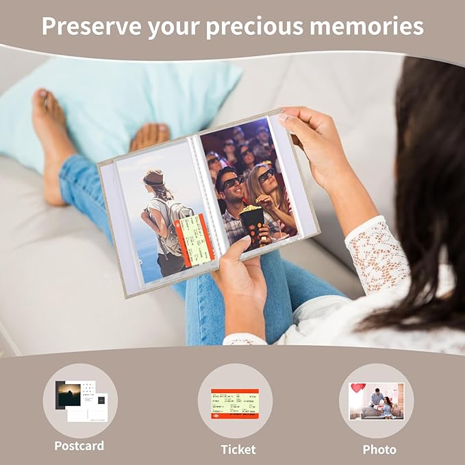 vivinin 2 Pack Photo Album 5x7, Linen Cover Photo Book, Small Photo Album Book for 36 Pockets Hold 72 Pictures, Picture Book for Photos Family Anniversaries Baby Vacations (Beige)