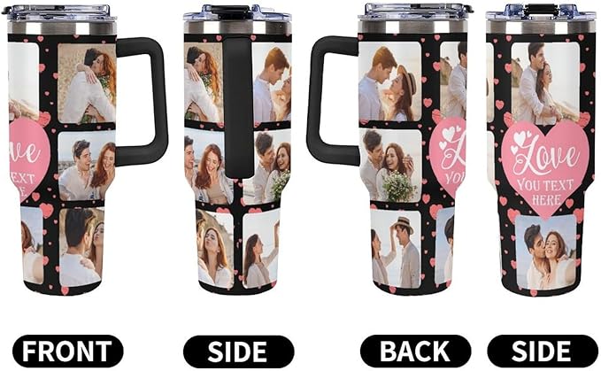 Personalized Tumbler Custom Insulated Travel Mug Custom Drinking Coffee Cup with Photos and Text 40oz Christmas Birthday Gift
