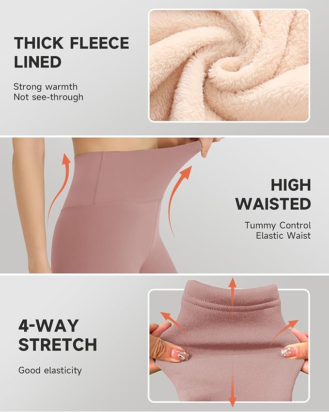 GAYHAY Fleece Lined Leggings for Women – Thick Winter Warm Thermal High Waisted Tummy Control Workout Yoga Pants